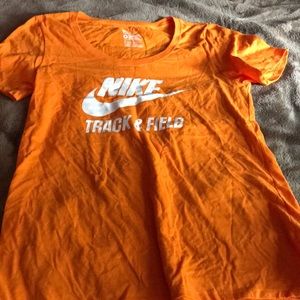 Orange Nike track and field t-shirt